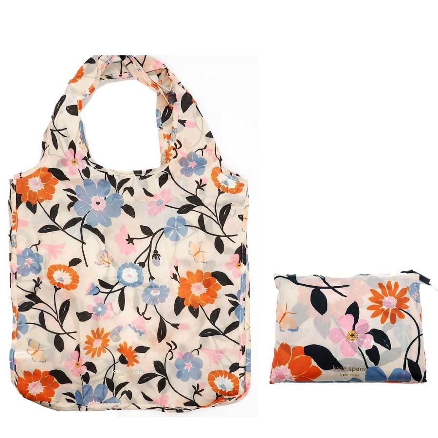 中古 Kate Spade New York ケイトスペード ニューヨーク Floral Garden Reusable Shopping Tote ポーチ付きエコバッグ 送料370円