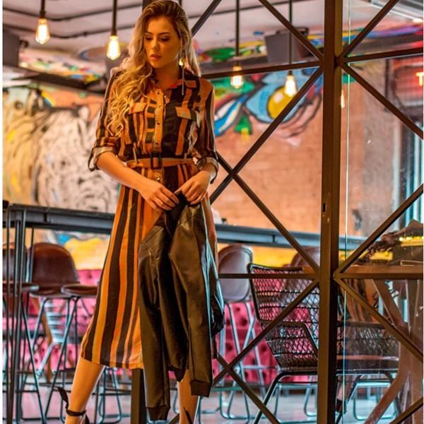 都内で シャツワンピース インポート ブラジル製 ドレス トレンド 上品 レディースファッション 大人可愛い おしゃれ 長袖 膝上 シャツ 即納 ブラジル直輸入 直輸入海外 海外 ブラウン 茶色 レディース ワンピース