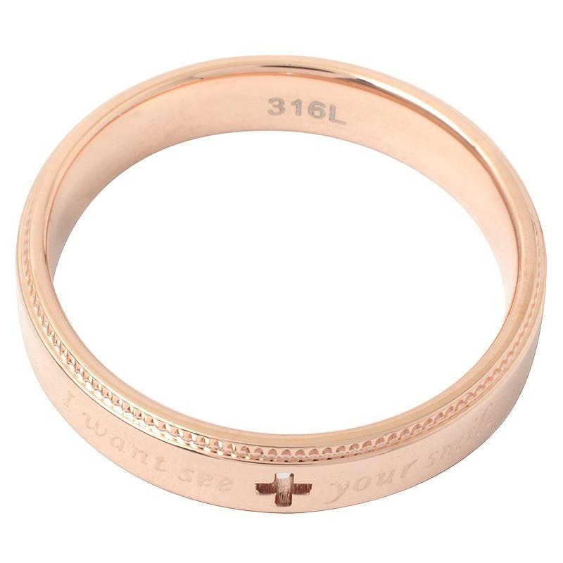 ペアリング 2本セット ステンレス 指輪 メンズ レディース ピンクゴールド ガンメタル クロスの透かしデザイン |  | 04