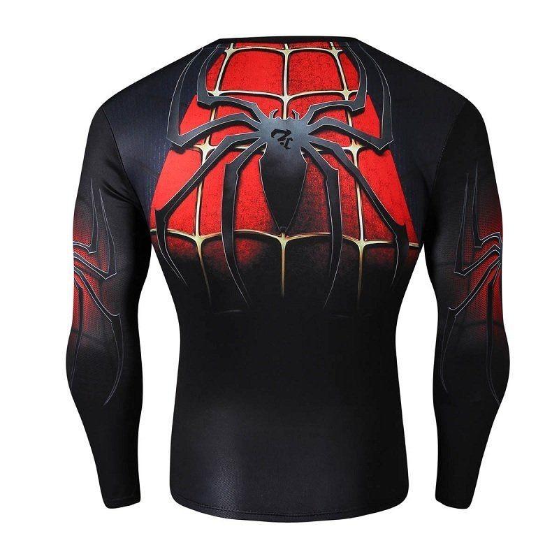 UDW-198 ラッシュガード スパイダーマン 黒赤 格闘技 インナー 筋トレ