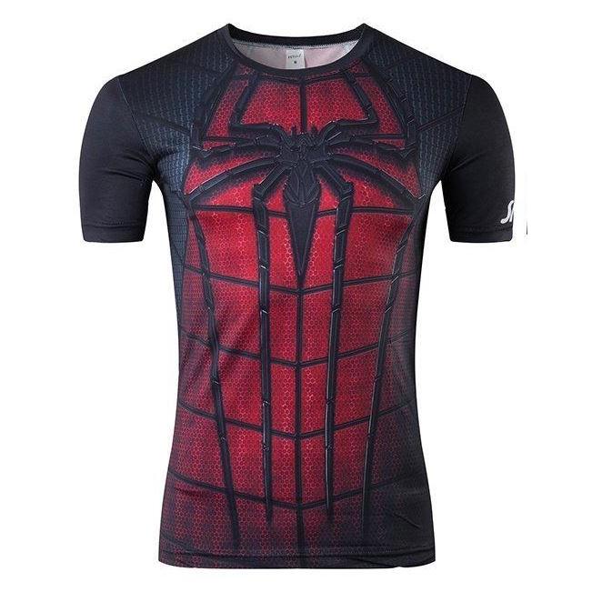 UDW-205 ラッシュガード スパイダーマン 黒赤 格闘技 インナー 筋トレ