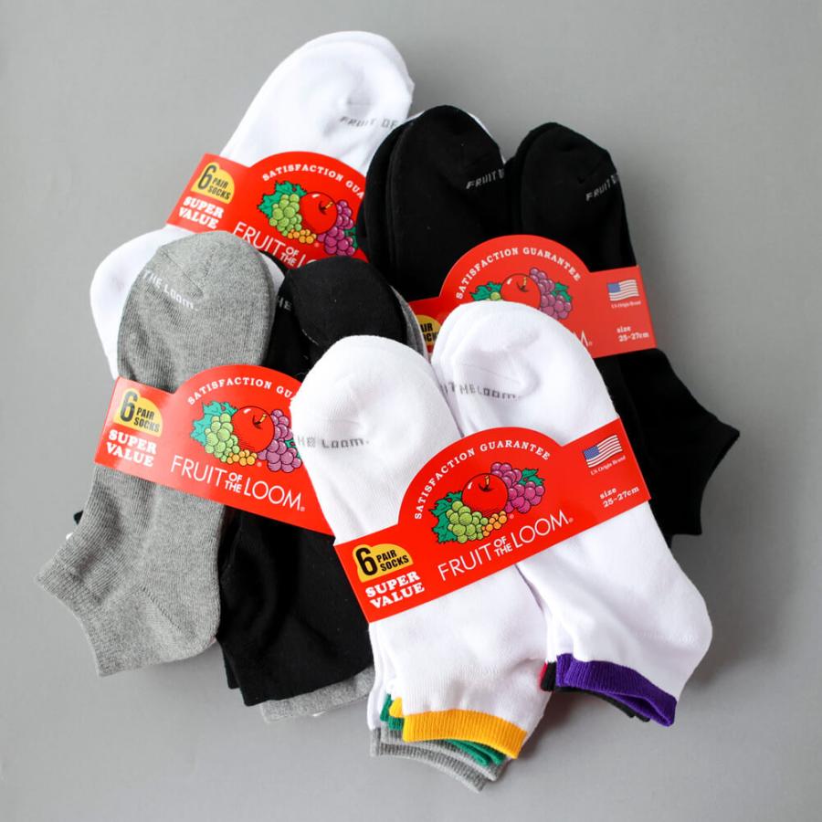 FRUIT OF THE LOOM 6P 底パイル くるぶし ソックス 靴下 FRUIT OF THE LOOM 6P 底パイル くるぶし ソックス 靴下