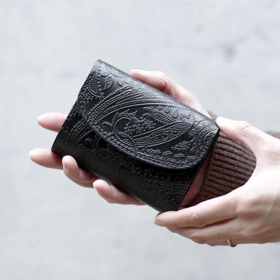 栃木レザー ミニ財布 三つ折り メンズ レディース 日本製 本革 財布 ペイズリー 柄 Vincent Crafted ブラック S V1 03 Manuelfblk Dwears 通販 Yahoo ショッピング