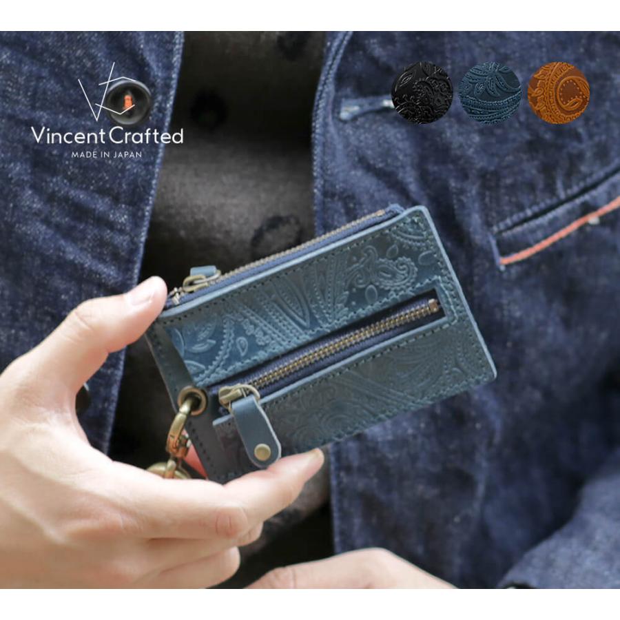 栃木レザー キーケース コインケース メンズ レディース 日本製 本革 ペイズリー 柄 Vincent Crafted 人気の春夏