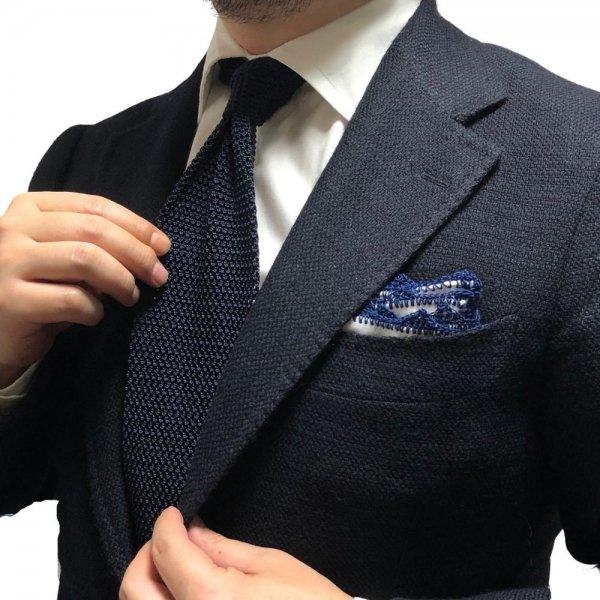 Atto Vannucci（アットヴァンヌッチ） ネイビー 大剣幅広 ニットタイ