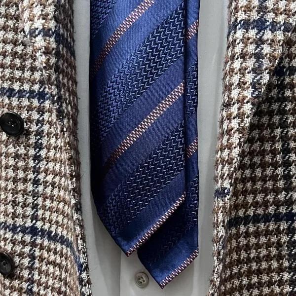 Atto Vannucci ( アットヴァンヌッチ ) ネクタイ ブルー ヘリンボーン