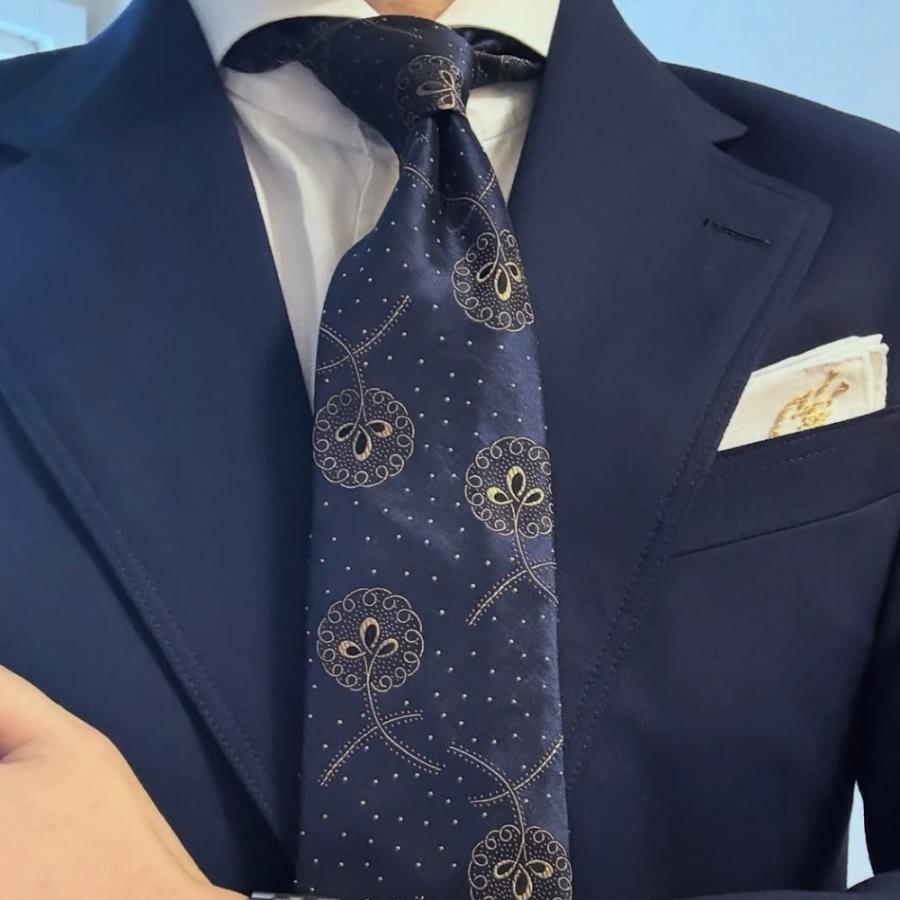 atto vannucci ネクタイ　ネイビー Atto Vannucci ネクタイ | ヴィンテージ柄 ネイビー - Del Fiore