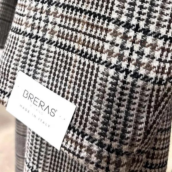 BRERAS ( ブレラス ) ダブル コート ダブルブレスト ベージュ グレンチェック柄 アルスターカラー フルベルト パイピング イタリア製の画像