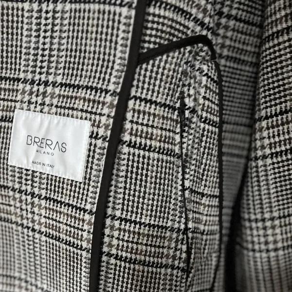 BRERAS ( ブレラス ) ダブル コート ダブルブレスト ベージュ グレンチェック柄 アルスターカラー フルベルト パイピング イタリア製の画像