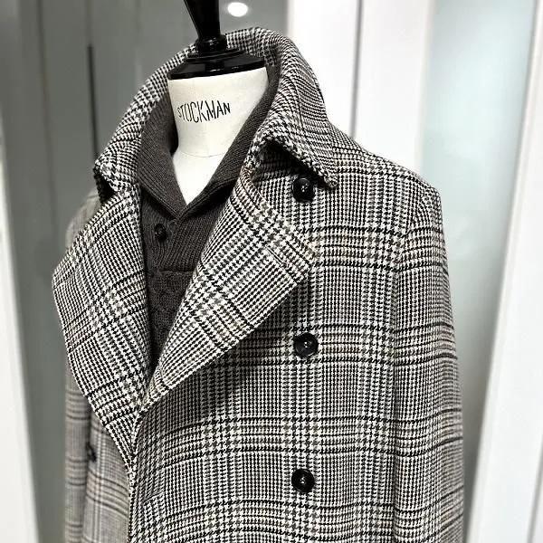 BRERAS ( ブレラス ) ダブル コート ダブルブレスト ベージュ グレンチェック柄 アルスターカラー フルベルト パイピング イタリア製の画像