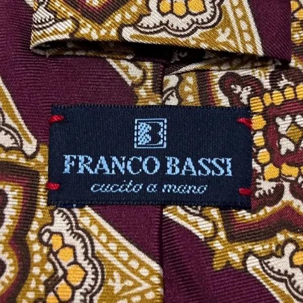 FRANCO BASSI ( フランコバッシ ) ネクタイ エンジ 手裏剣柄 小紋柄 