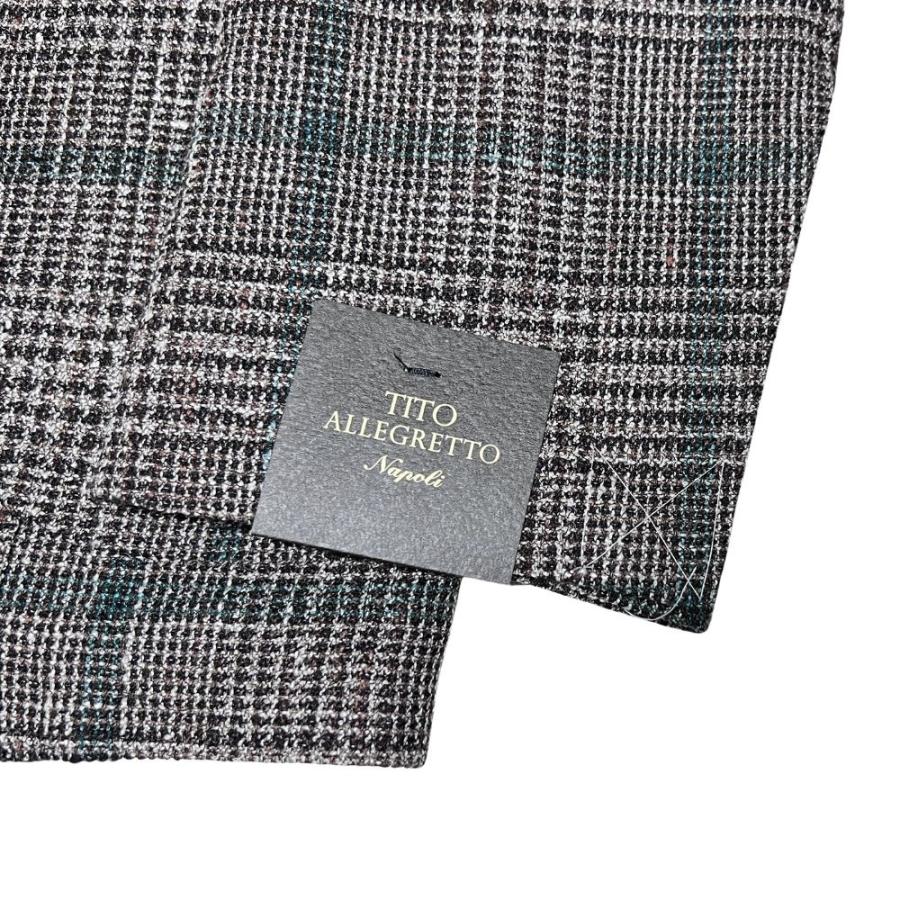 DORAGO社 TITO ALLEGRETTO (ティトアレグレット) ジャケット ダブル ブラウン ターコイズグリーン チェック柄 サイドベンツ ノッチ イタリア製の画像