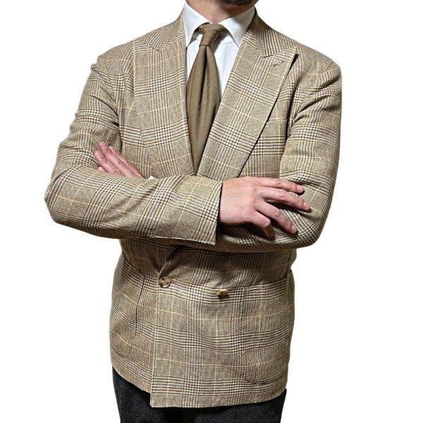 De Petrillo (デペトリロ) 下掛け ダブル前ジャケット ベージュ De Petrillo (デペトリロ) 下掛け ダブル前ジャケット ベージュ