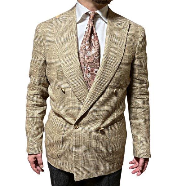 De Petrillo (デペトリロ) 下掛け ダブル前ジャケット ベージュ De Petrillo (デペトリロ) 下掛け ダブル前ジャケット ベージュ