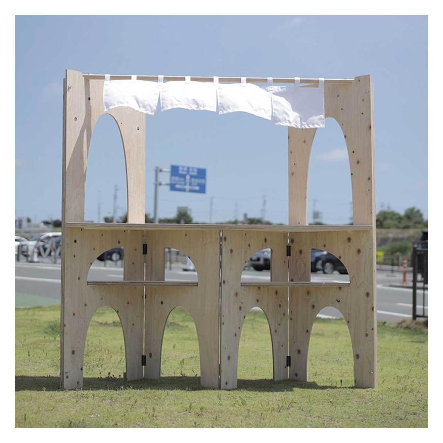 新しいブランド 催し物 催事 出店 屋台 イベント ぱっと立つ 組み立て式 簡単 木製 自然素材 販売台 白無地 一枚ロゴ入れ 和風暖簾 創ｉｎｇコラボモデル 組立式屋台 Patto 展示会 イベント 販促用