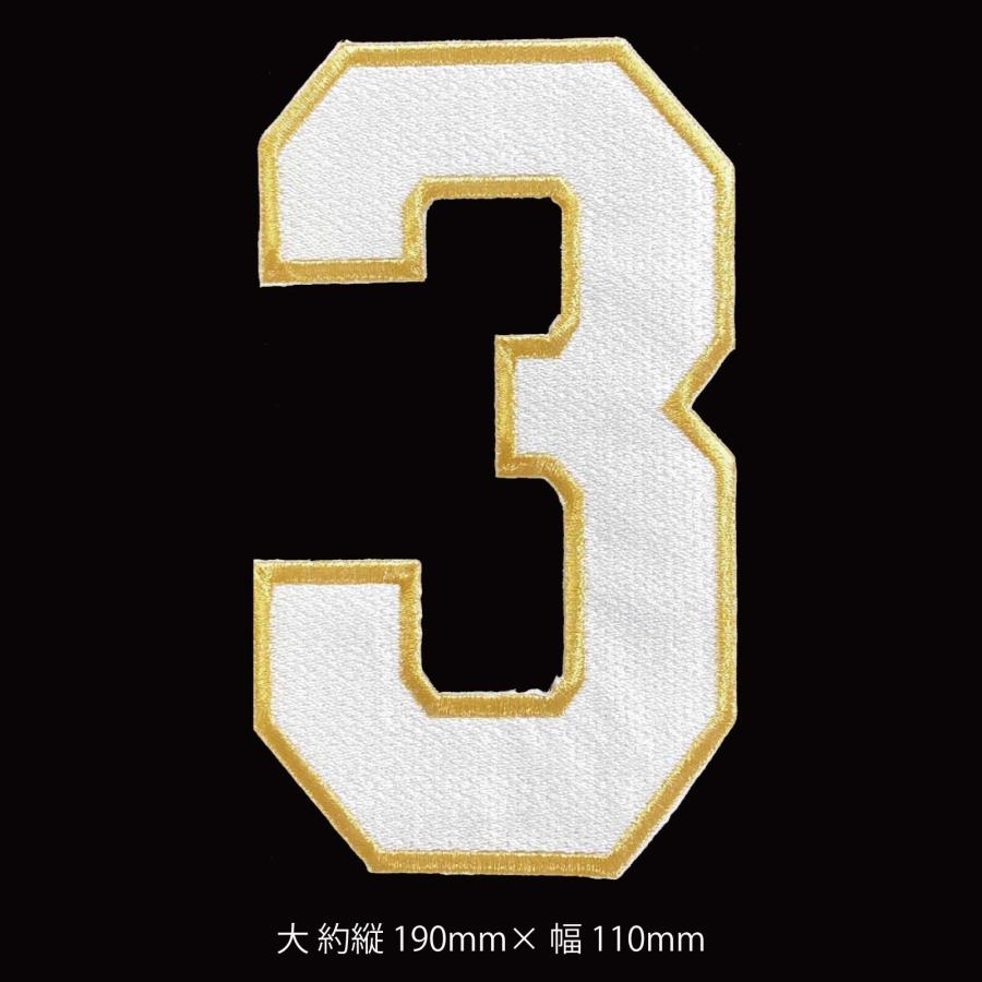 ゼッケンワッペン ナンバー《0〜9》Big （19cm）： ホワイト×ゴールド