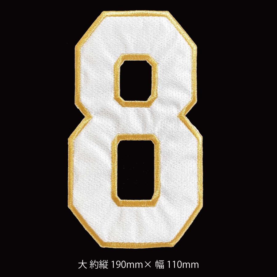 ゼッケンワッペン ナンバー《0〜9》Big （19cm）： ホワイト×ゴールド