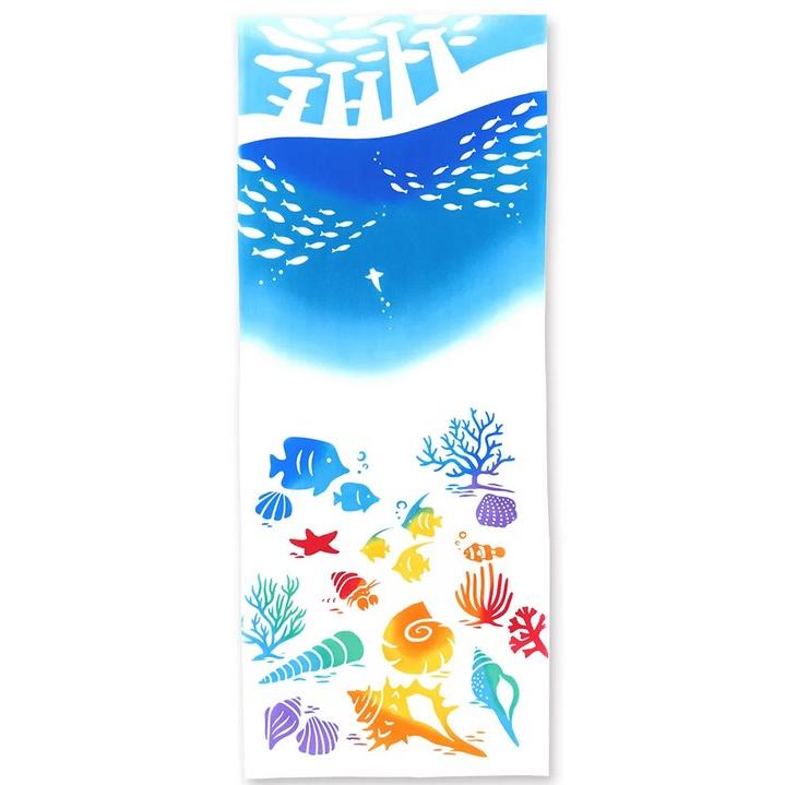 日本手ぬぐい 和柄 おしゃれ 海底水族館 kenema 縁起 注染