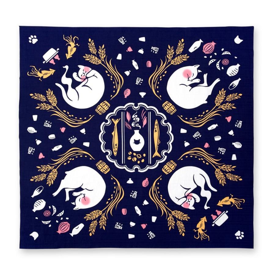 風呂敷 大判 酔い猫 90x90cm 大風呂敷 ふろしき おしゃれ ネコ kenema