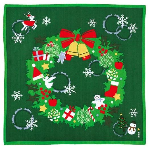 濱文様 小布 クリスマスリース クリスマス 冬 小風呂敷 50x50cm ランチ