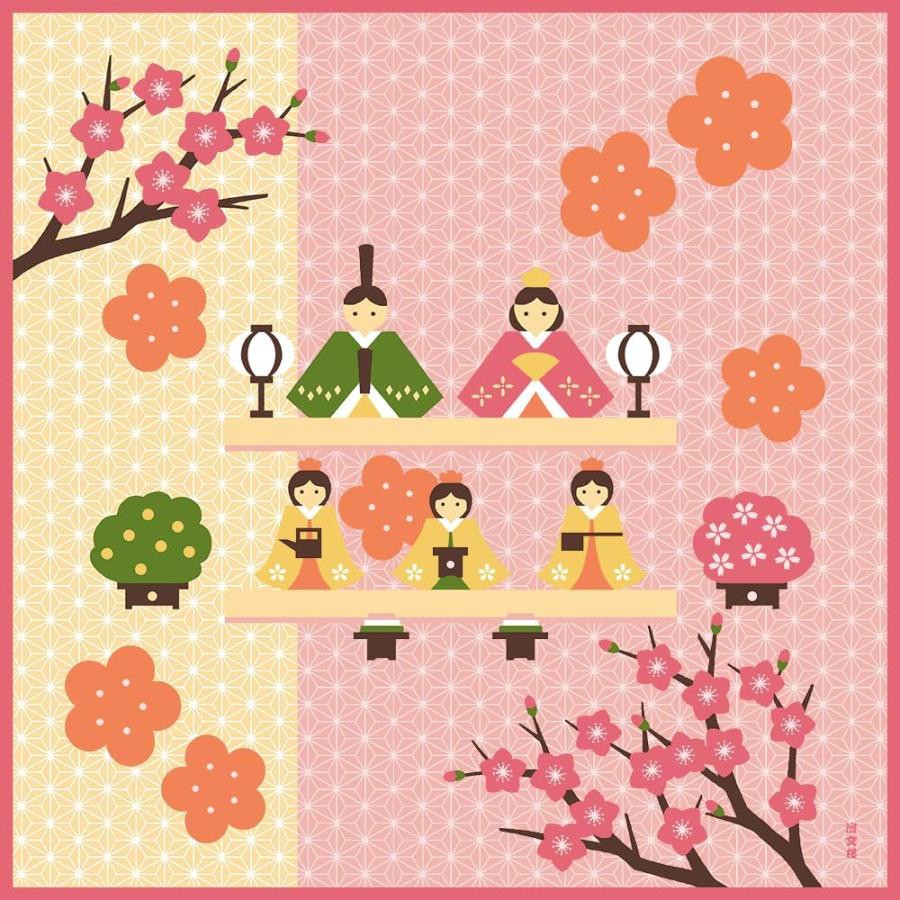 濱文様 小布 木彫り雛 ひな祭り 小風呂敷 50x50cm ランチクロス メール 