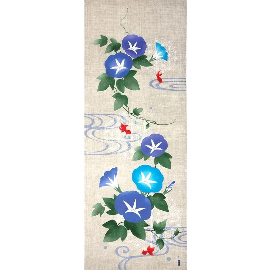 濱文様 絵手ぬぐい 21年新作 麻の葉朝顔 夏 手拭い 90 34cm メール便