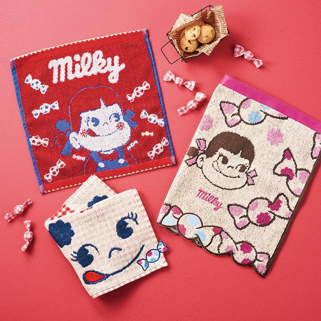 Peko&Poko ペコちゃん ミルキーキャンディ ミニタオル 抗菌防臭 Peko&Poko ペコちゃん ミルキーキャンディ ミニタオル 抗菌防臭