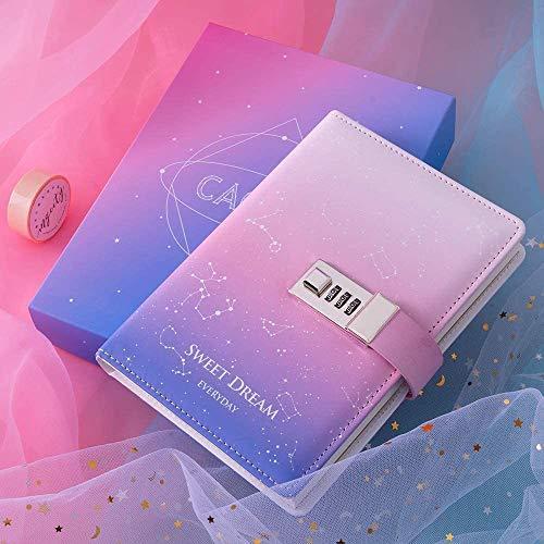 売れ筋 星空鍵付き パスワード 日記帳 可愛いノート 秘密 夢幻 メモ帳 手帳 女の子と子供へのギフト パープル 総合ランキング1位 Alimamiy Ru