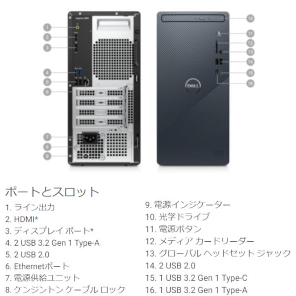 Inspiron コンパクト デスクトップパソコン Windows11 Dell 3910 Intel 