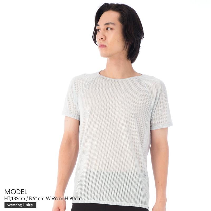 速乾ドライ Tシャツ メンズ 半袖 グレー 日本製 ドライメッシュ シャツ 
