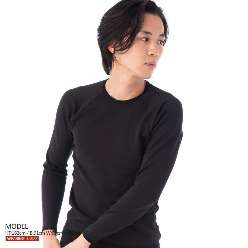 ヒートナノサイズ 保温インナー 長袖Tシャツ メンズ ブラック