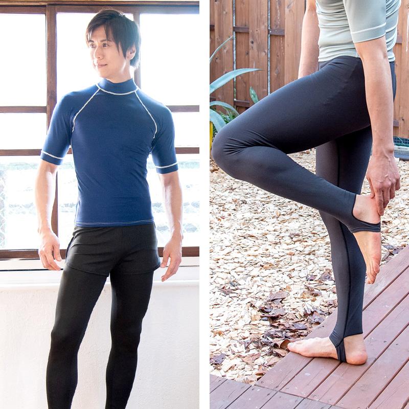 日本製 ラッシュガード メンズ レギンス / トレンカ ＜裏起毛タイプ＞ロングパンツ ラッシュレギンス 10分丈 スパッツ 体型カバー UVカット 水着 夏 |  | 06
