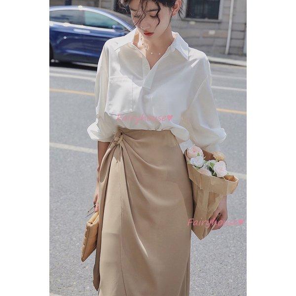 セットアップ レディース 40代 春夏 セットアップ通勤ol タイトスカート 長袖ブラウス 白 オシャレセットアップ 韓国風 ビジネス オフィス 着痩せ 新作 新版
