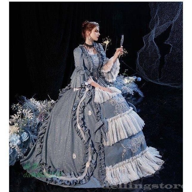 送料込 ロココ調 中世 ドレス プリンセス 女性用 宮廷風 学園祭 コスチューム 仮面舞踏会 クリスマス 文化祭 貴族ドレス 女性用 舞台ステージ衣装 ヨーロッパ オープニング大放出セール Talentoindustrial Com