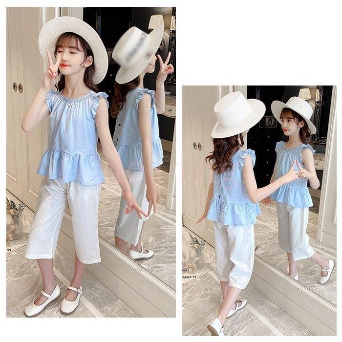 子供服 夏服 女の子 スウィート 上下セット 学生 レジャー セットアップ 夏着 シャツ ワイドレッグパンツ 2点セット ノースリーブ ハーフパンツ 可愛い 110 160 人気ブランド