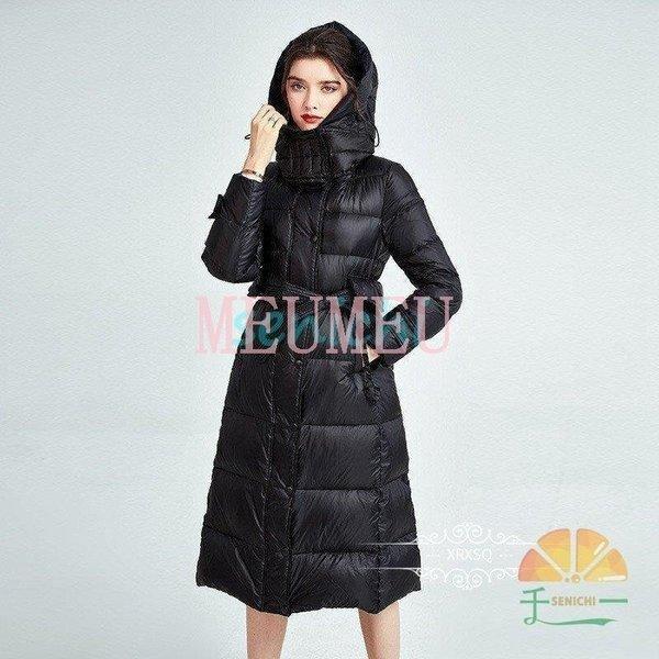 ダウンコート レディース 軽量 コート ロング丈 ダウンジャケット 大きいサイズ ダウン ロングコート 高級ダウン 冬服 無地 防寒 保温 暖かい フード付き cm ポリエステル