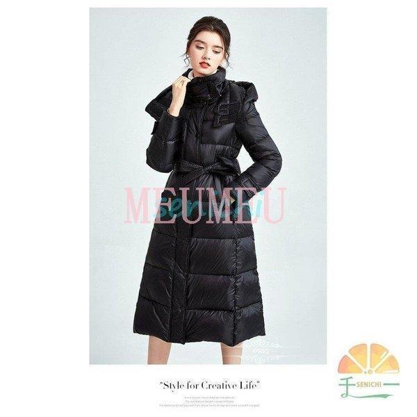 ダウンコート レディース 軽量 コート ロング丈 ダウンジャケット 大きいサイズ ダウン ロングコート 高級ダウン 冬服 無地 防寒 保温 暖かい フード付き cm ポリエステル
