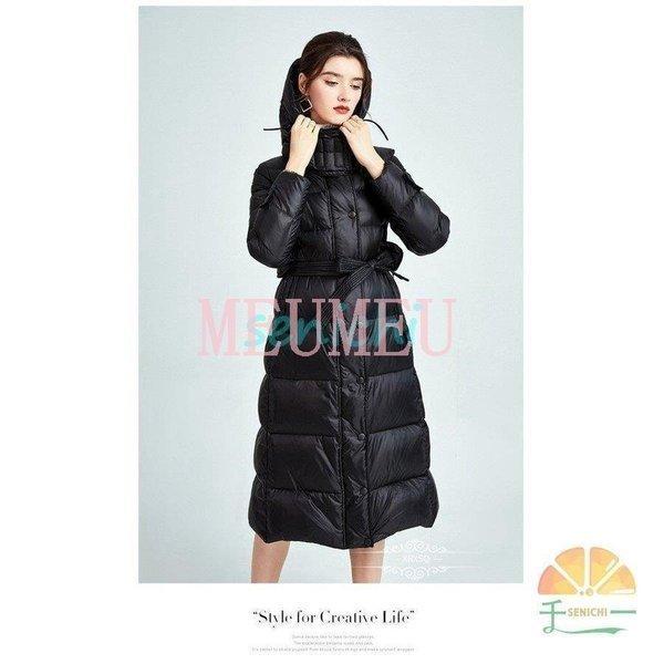 ダウンコート レディース 軽量 コート ロング丈 ダウンジャケット 大きいサイズ ダウン ロングコート 高級ダウン 冬服 無地 防寒 保温 暖かい フード付き cm ポリエステル