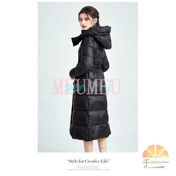 ダウンコート レディース 軽量 コート ロング丈 ダウンジャケット 大きいサイズ ダウン ロングコート 高級ダウン 冬服 無地 防寒 保温 暖かい フード付き cm ポリエステル