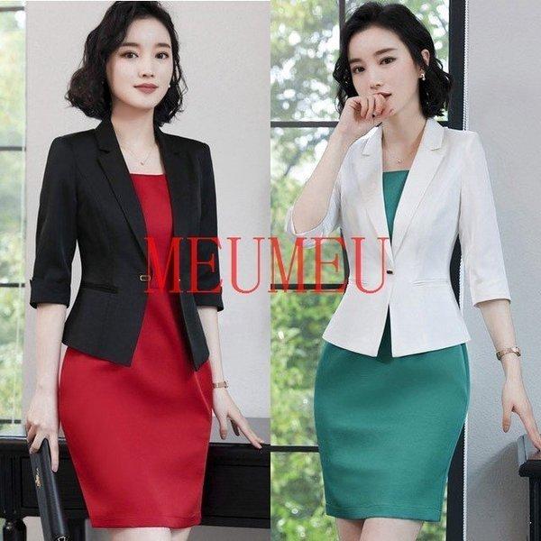 レディース ワンピーススーツ フォーマル 通勤 フォーマル Ol オフィス 夏 セットアップ Ol スーツ サマースーツ 夏 テーラードジャケット デリングストア ワンピース Meu 4763iqrgp 2点セット 購入しましたが