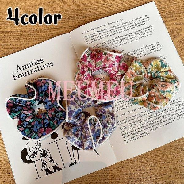 シュシュ 単品 おしゃれ かわいい まとめ髪 バイピング フラワー ヘアアクセサリー ヘアアレンジ ヘアゴム レディース 普段使 花柄 髪留め 髪飾り 安心の定価販売 ヘアゴム