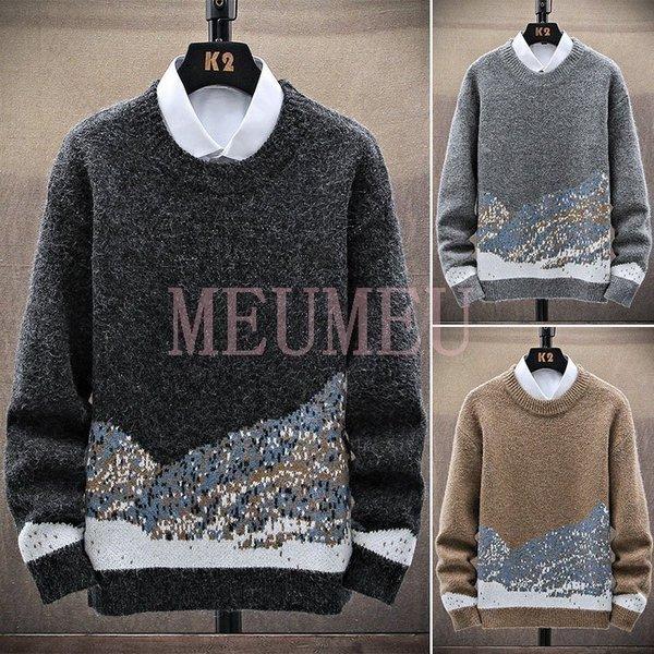 ニットセーター メンズ 長袖セーター プルオーバーセーター 防寒セーター 秋冬 インナーニット カットソー 30代 40代 カジュアルニットトップス 通勤ビジネス 割引