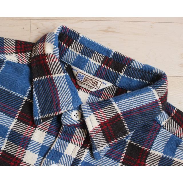 【スペシャル】 40s ファイブブラザー ネルシャツ マチ付き 古着 ブルー 青 USA製 70s~80s FIVE BROTHER Check Flannel L/S Shirt 青黒灰 XL