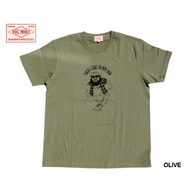 BIG MIKE ビッグマイク 半袖 Tシャツ スケートTee 「SKATE Tee」  7.2オンス アメカジ カーキ キャメル 白 ホワイト グレー 102128404｜delochunk｜02