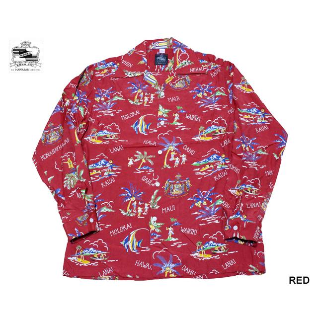 Kona Bay Hawaii コナベイハワイ 長袖アロハシャツ ハワイアイランド