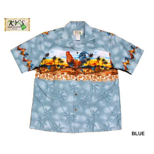 KY'S アロハシャツ Hawaii Rooster ニワトリ 鶏 ハワイ製 : デロ