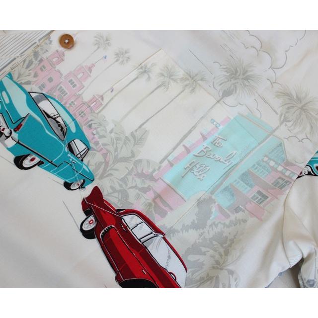 パラダイスファウンド　メンズ　50's アメ車柄　アロハシャツ　ハワイアンシャツ パラダイスファウンド アロハシャツ メンズ ハワイ製 アメ車柄