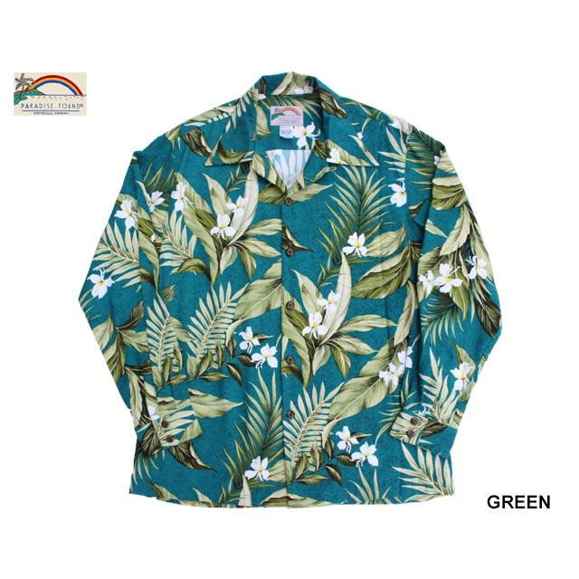 Paradise Found パラダイスファウンド 長袖 アロハシャツ L/S WHITE