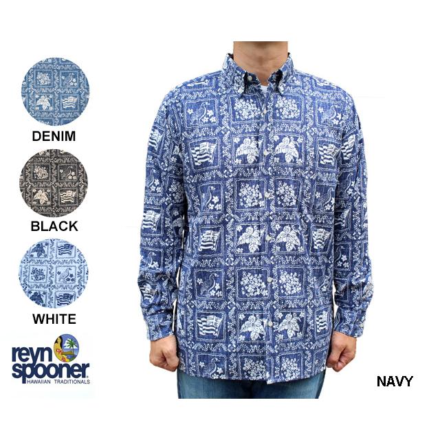 Reyn Spooner レインスプーナー 長袖 アロハシャツ ラハイナセーラー L 