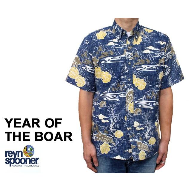 Reyn Spooner レインスプーナー アロハシャツ イノシシ 猪 干支 Year Of The Boar ネイビー Creyman Com